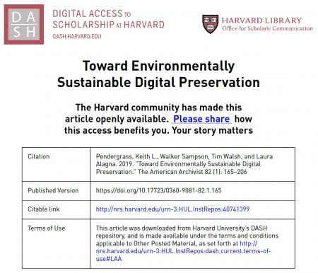 Toward Environmentally Sustainable Digital Preservation