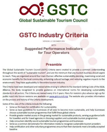 global sustainable tourism council (gstc) criteria